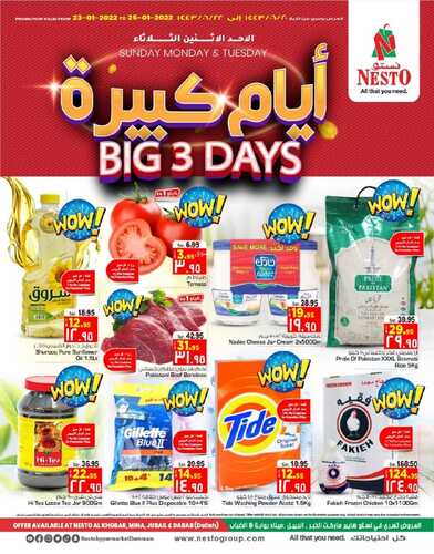 عروض نستو الدمام اليوم 23 يناير 2022 الموافق 20 جمادى الآخرة 1443 عروض ال 3 أيام الطازجة + مهرجان السمك + العرض الأسبوعي 6 9729485561