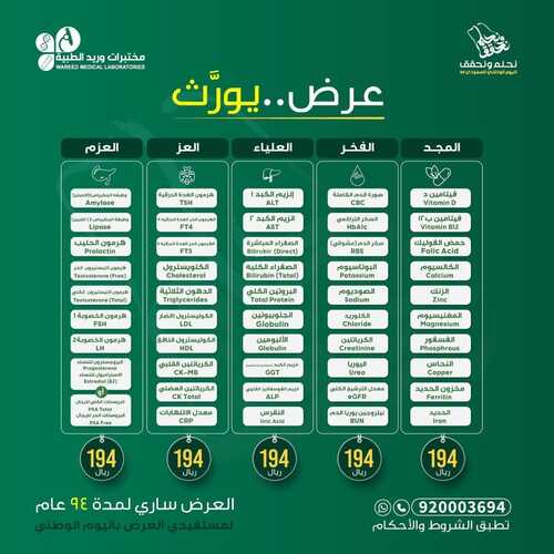 عروض اليوم الوطني 94 - عروض مختبرات وريـــد الطبية بالصحة قادر تحقق الحلم 7 2912281114