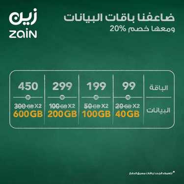 عروض زين للاتصالات اليوم 26 سبتمبر 2020 الموافق 9 صفر 1442 عروضنا مكملة اليوم الوطني 7 6023477340